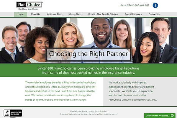 PlanChoice homepage PlanChoice homepage screenshot