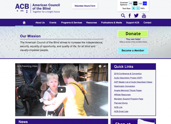 American Council of the Blind homepage
